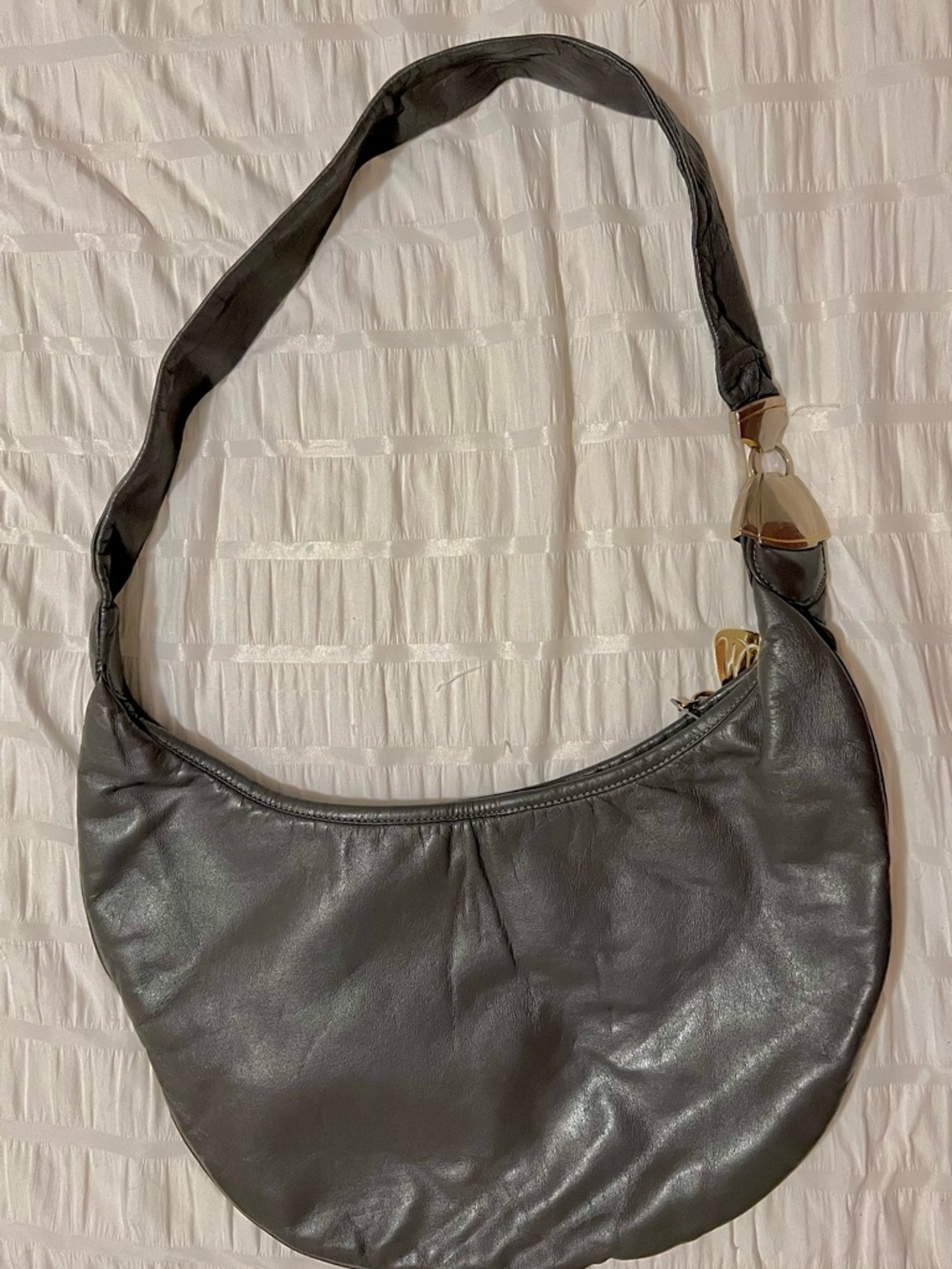 Dark Gray Leather Morris Moskowitz Hobo Shoulder Bag